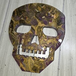 Abstract Multicolored Acrylic Skull Wall Art Purple And Gold Halloween Spooky